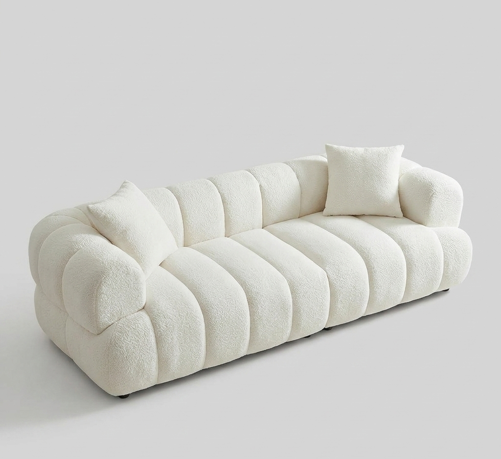 Luxury Bouclé Tufted Sofa | Modern Organic 3-Seater Couch
