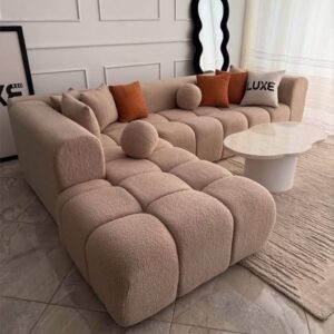Oatmeal Boucle Modular Sectional Sofa