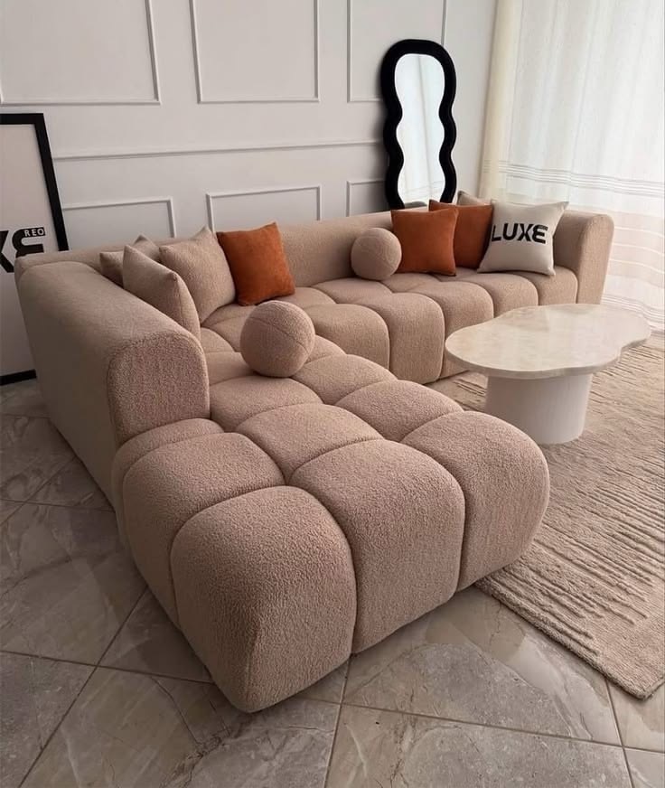 oatmeal boucle modular sectional sofa Oatmeal Boucle Modular Sectional Sofa